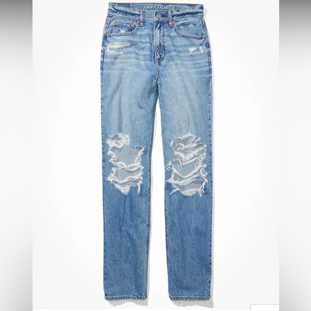 NWT! American Eagle AE Strigid Ripped Highest Waist Baggy Straight Jean - Picture 3 of 13